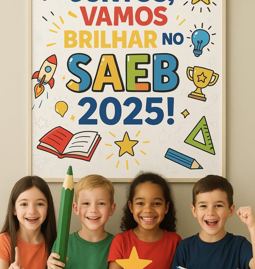 Cartaz “Juntos Vamos Brilhar no SAEB 2025!"