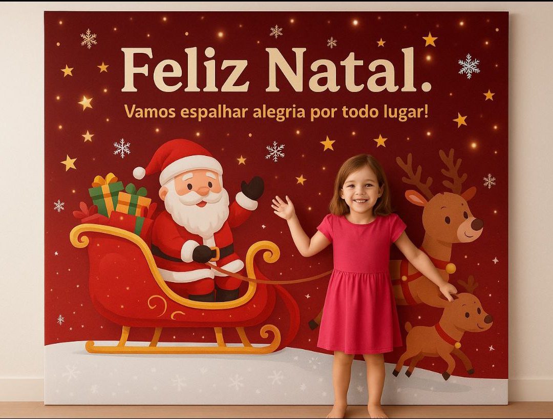 Painel: “Feliz Natal com Trenó do Papai Noel”