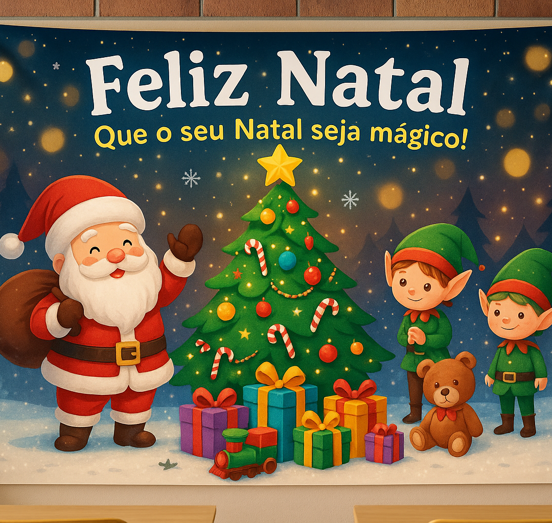 Painel de Natal Gigante – Tema Infantil Mágico