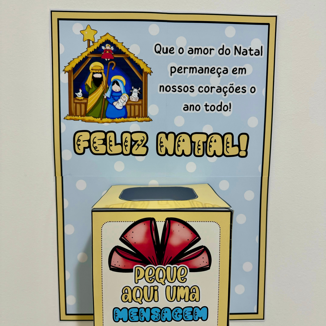 Cartaz Mensagens de Natal com caixa e cartões