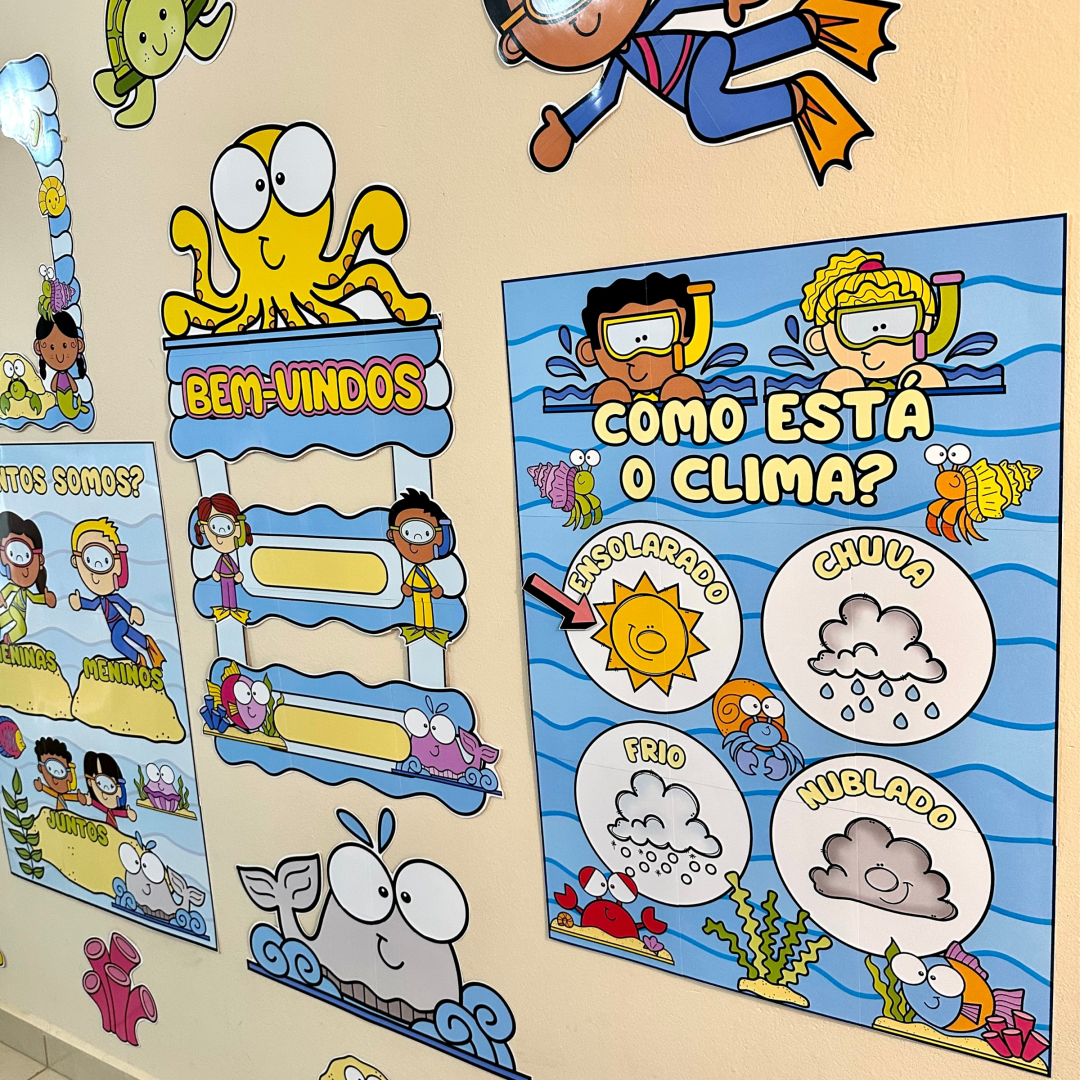 Kit Decoração e recurso sala de aula tema Fundodo Mar