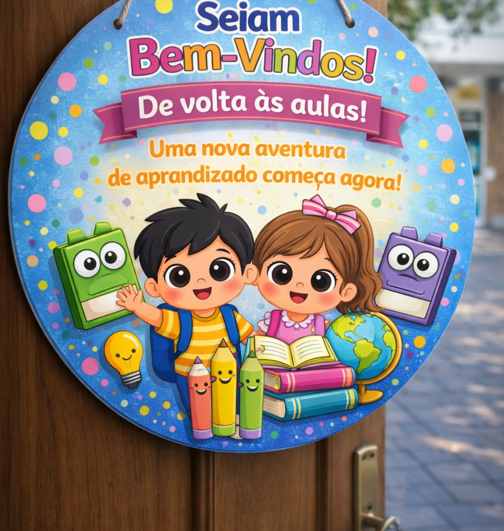 Kit Volta às Aulas – Plaquinha para porta + Tag para Lembrancinhas (AZUL)