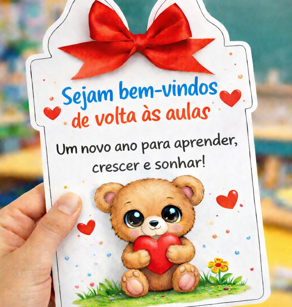 Cartãozinho Volta às Aulas – Ursinho do Coração