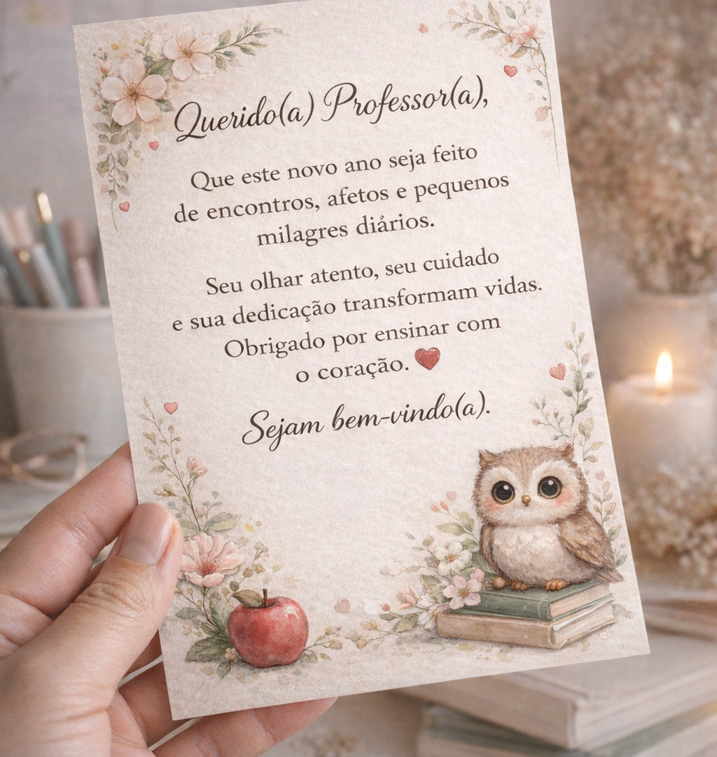 Cartão Corujinha do Acolhimento – Seja bem-vindo(a)