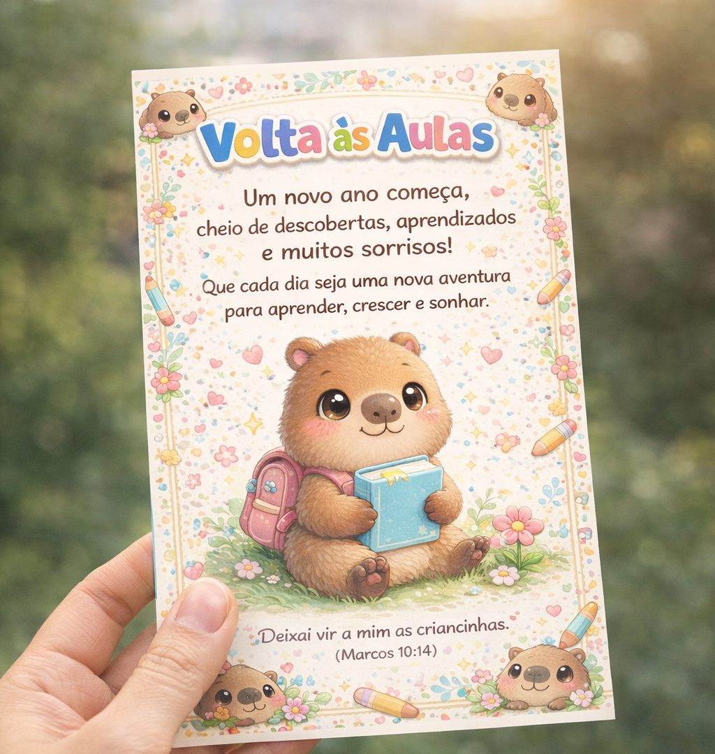 Cartão Volta às Aulas – Capivara Fofinha