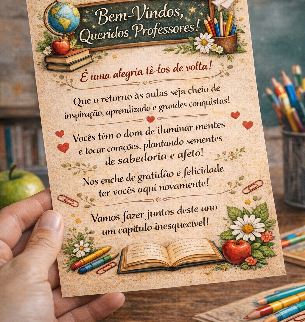 Cartão para Professores - “É uma alegria tê-los de volta”