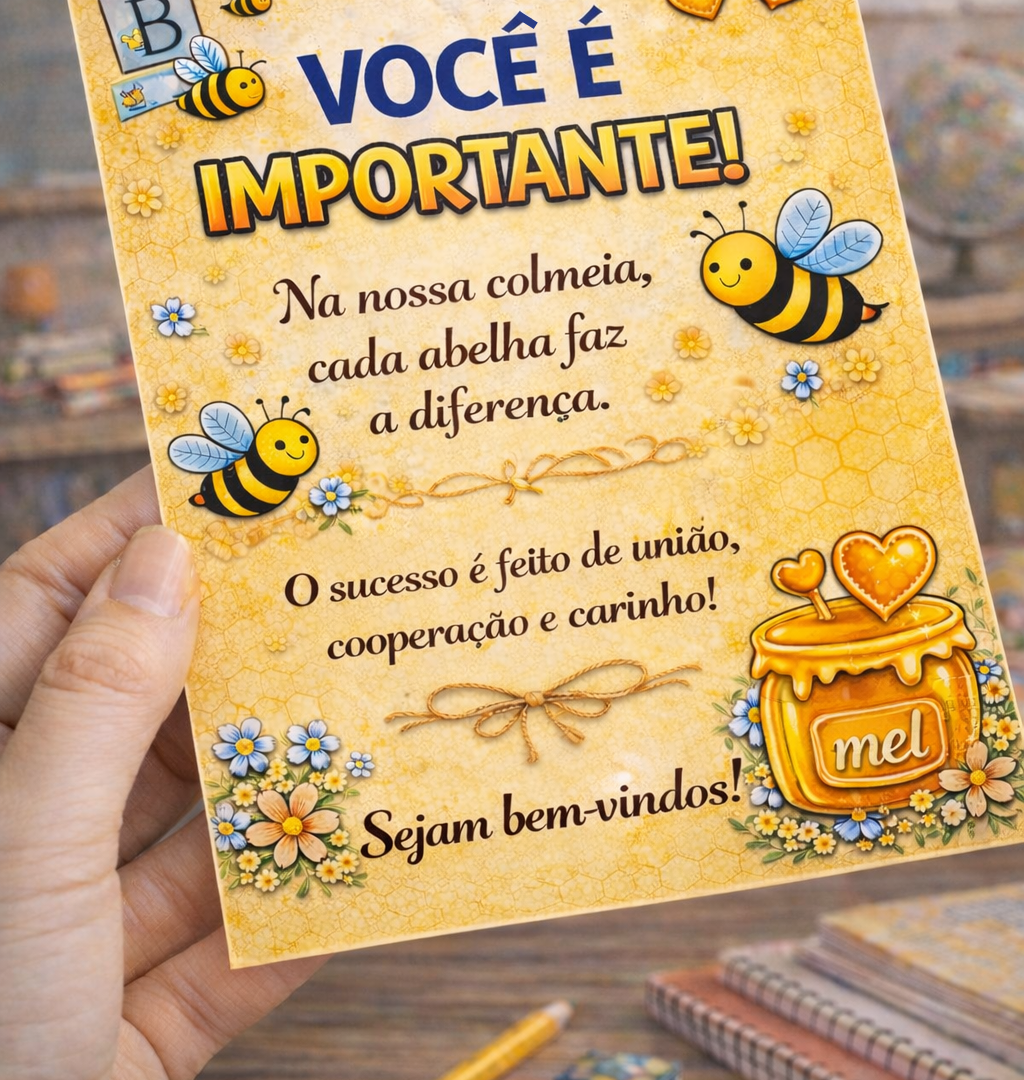 Cartão Motivacional – Tema Abelhinha