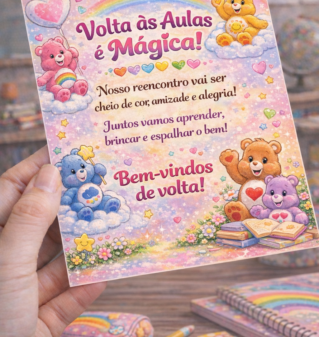 Cartão Volta às Aulas – Tema Ursinhos Carinhosos