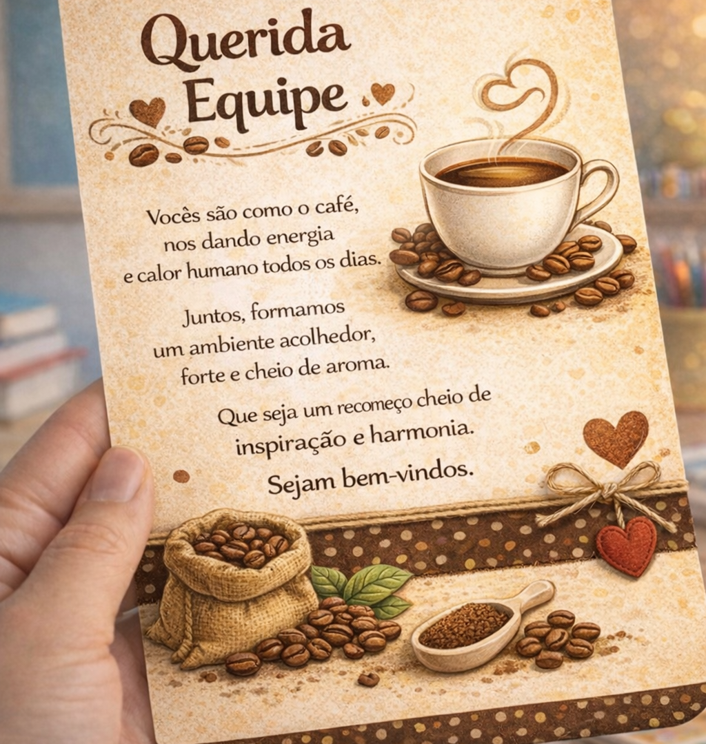 Cartão Querida Equipe –  (Tema Café)