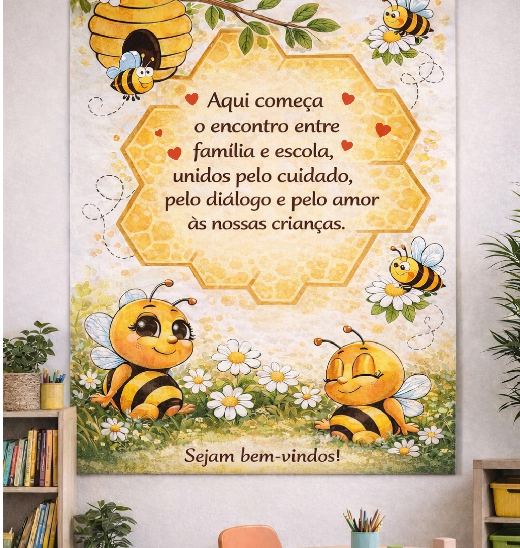 Painel - Família e Escola tema abelhinha