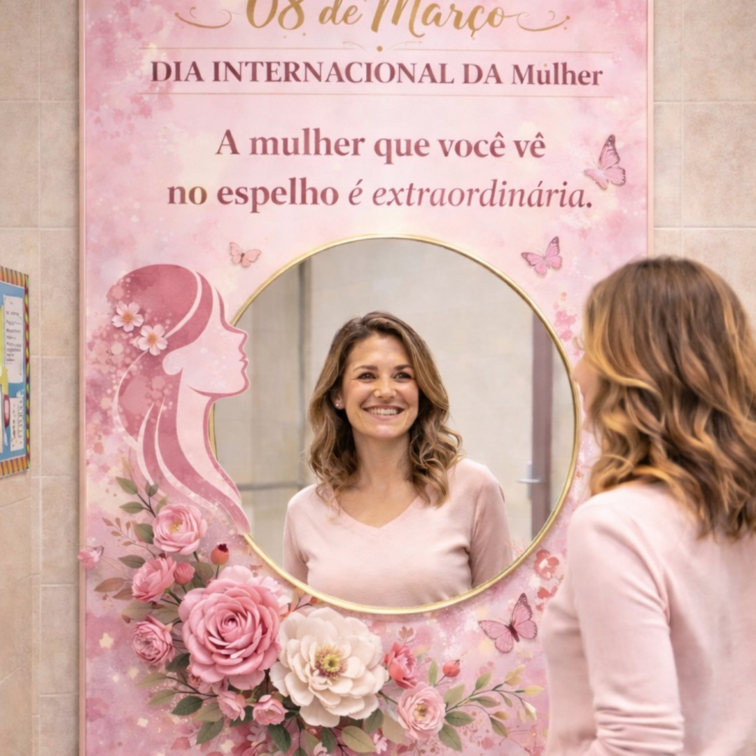 Painel Redondo com Espaço para Espelho – Dia Internacional da Mulher