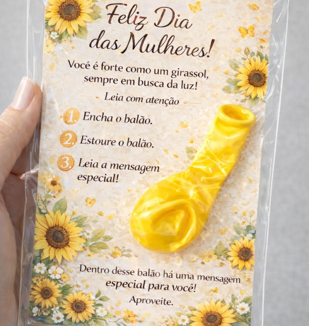 Cartão Interativo com Balão – Tema Girassol