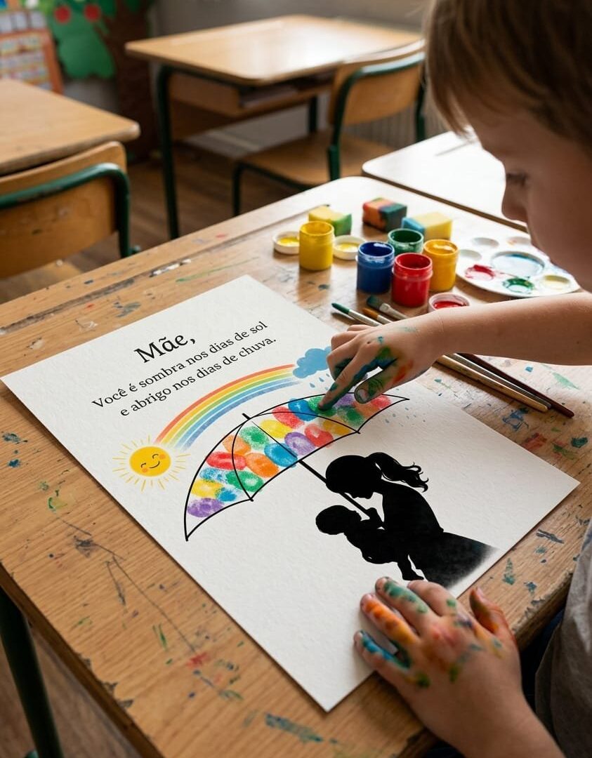 Atividade Interativa Dia das Mães – Sol e Chuva (Carimbo de Dedos)