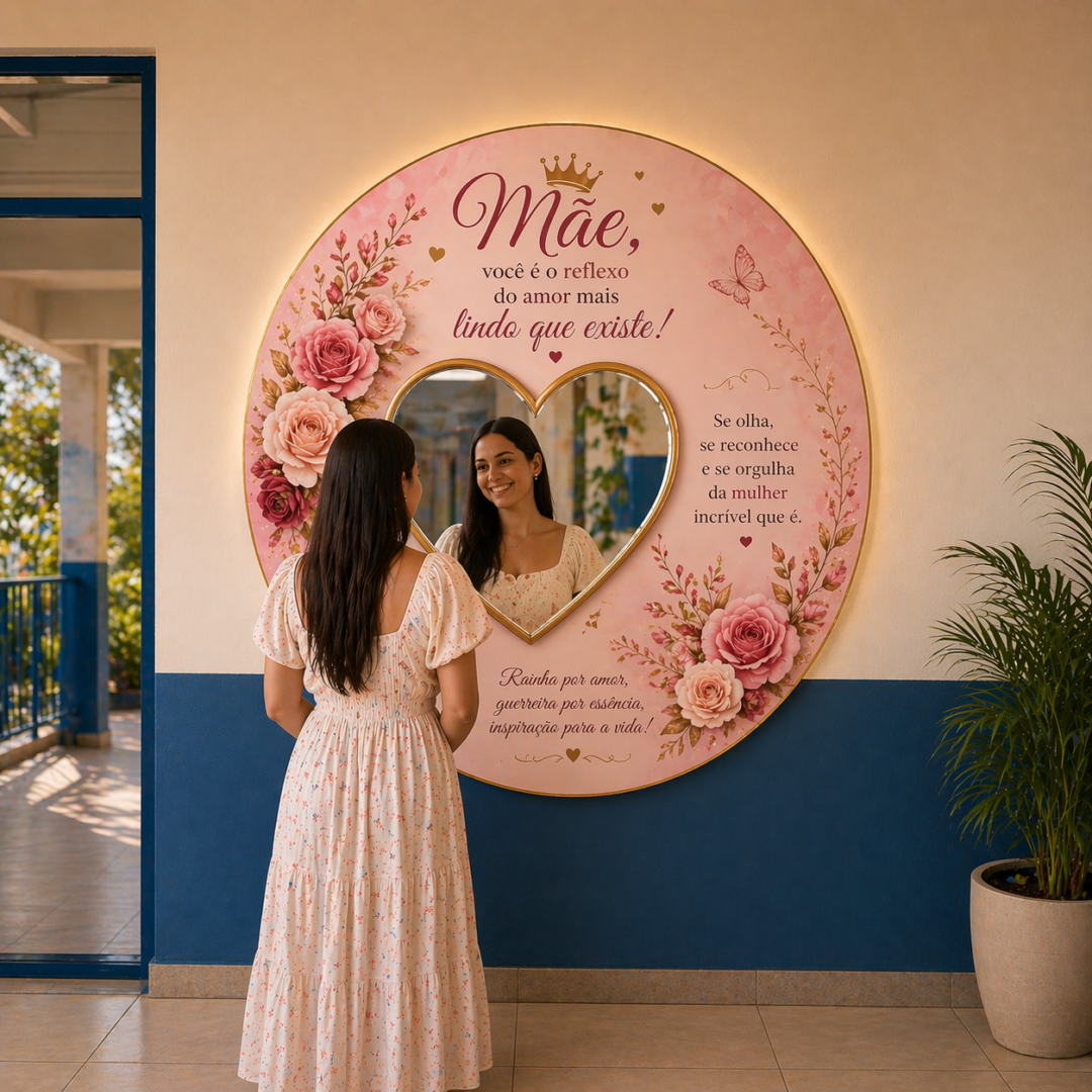 Painel Redondo Dia das Mães com Espelho