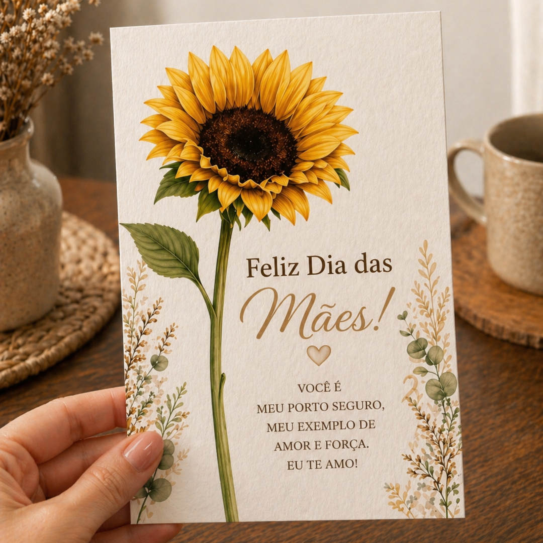 Cartão Dia das Mães – Tema Girassol