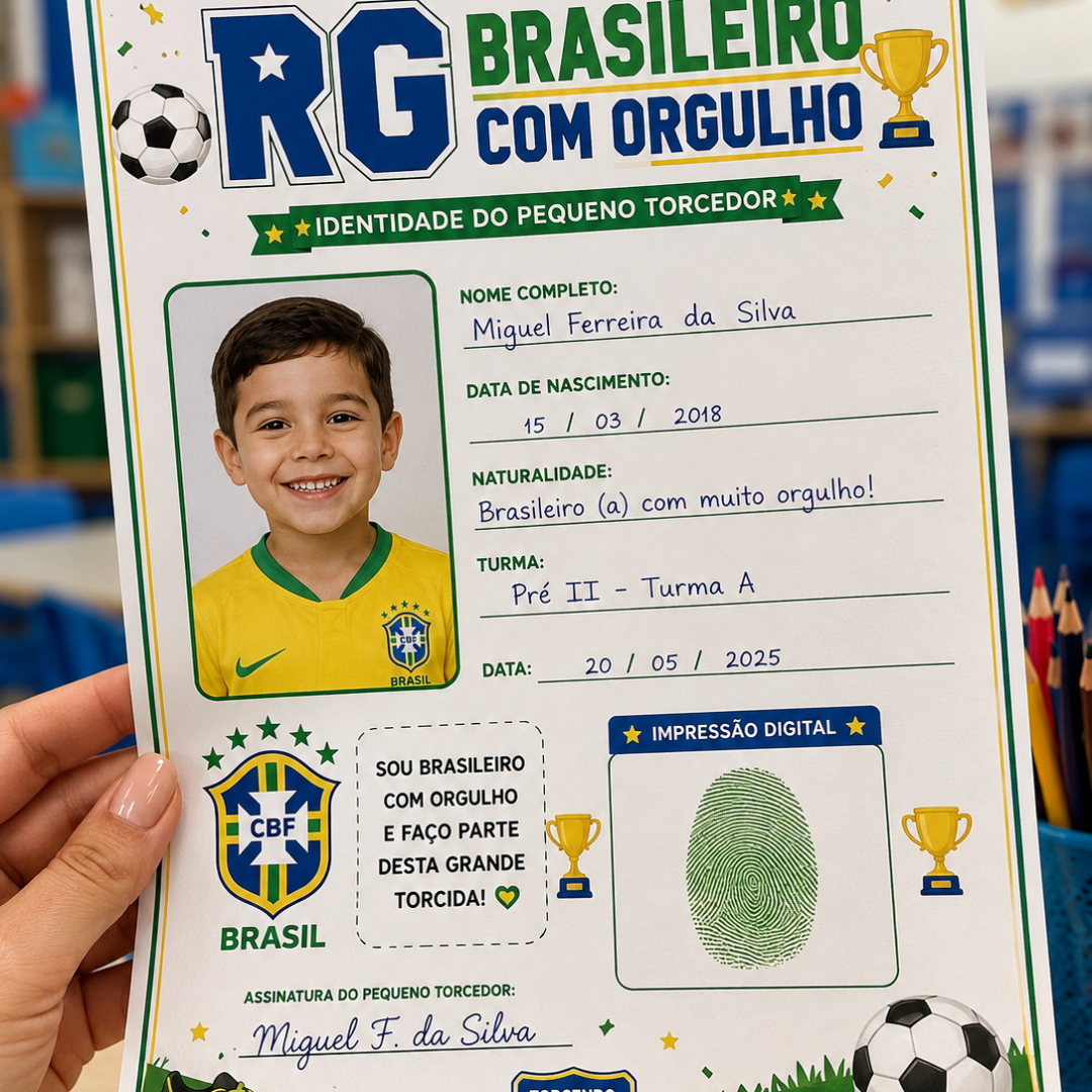RG BRASILEIRO COM ORGULHO – IDENTIDADE DO PEQUENO TORCEDOR