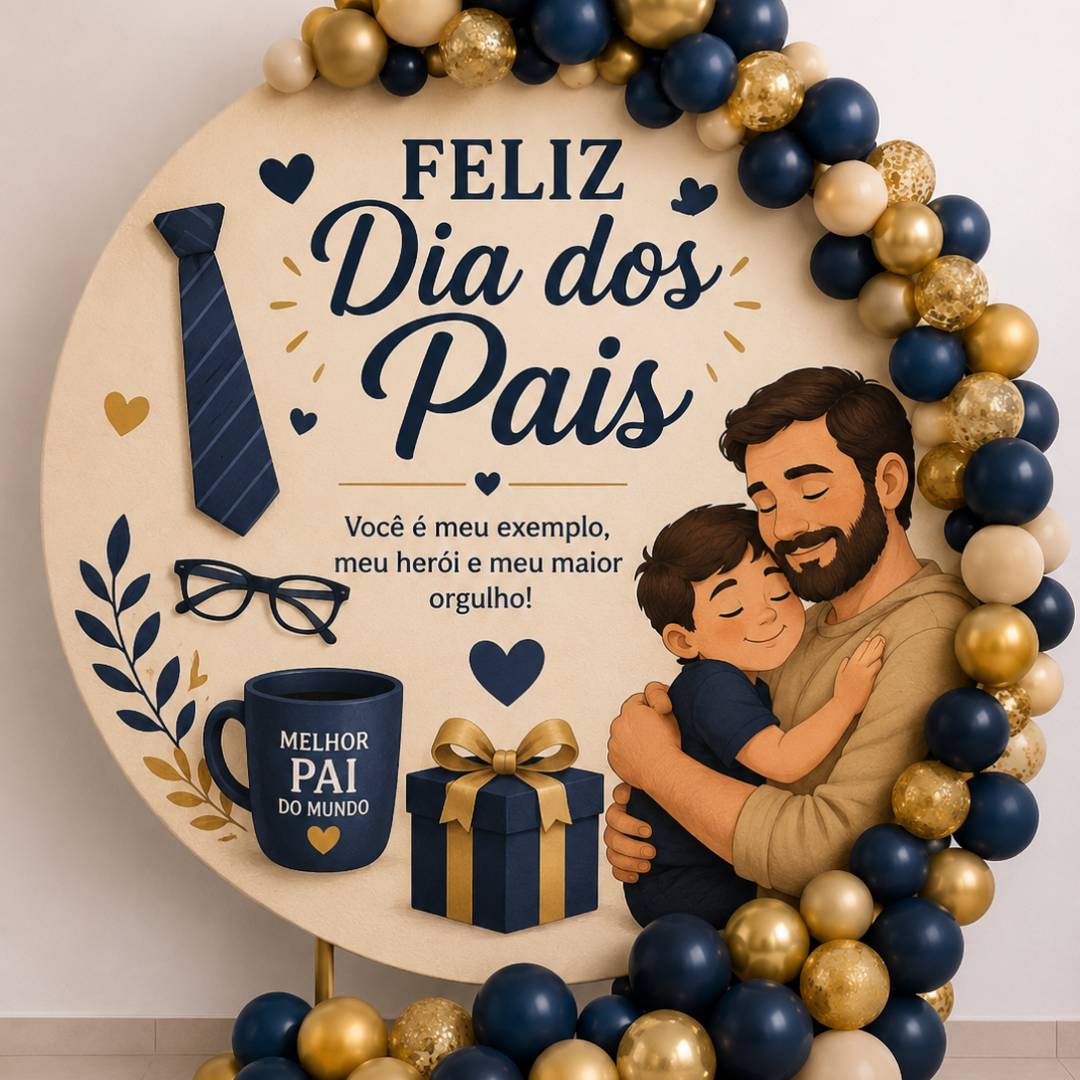 PAINEL REDONDO DIA DOS PAIS – COM ARCO DE BALÃO REALISTA