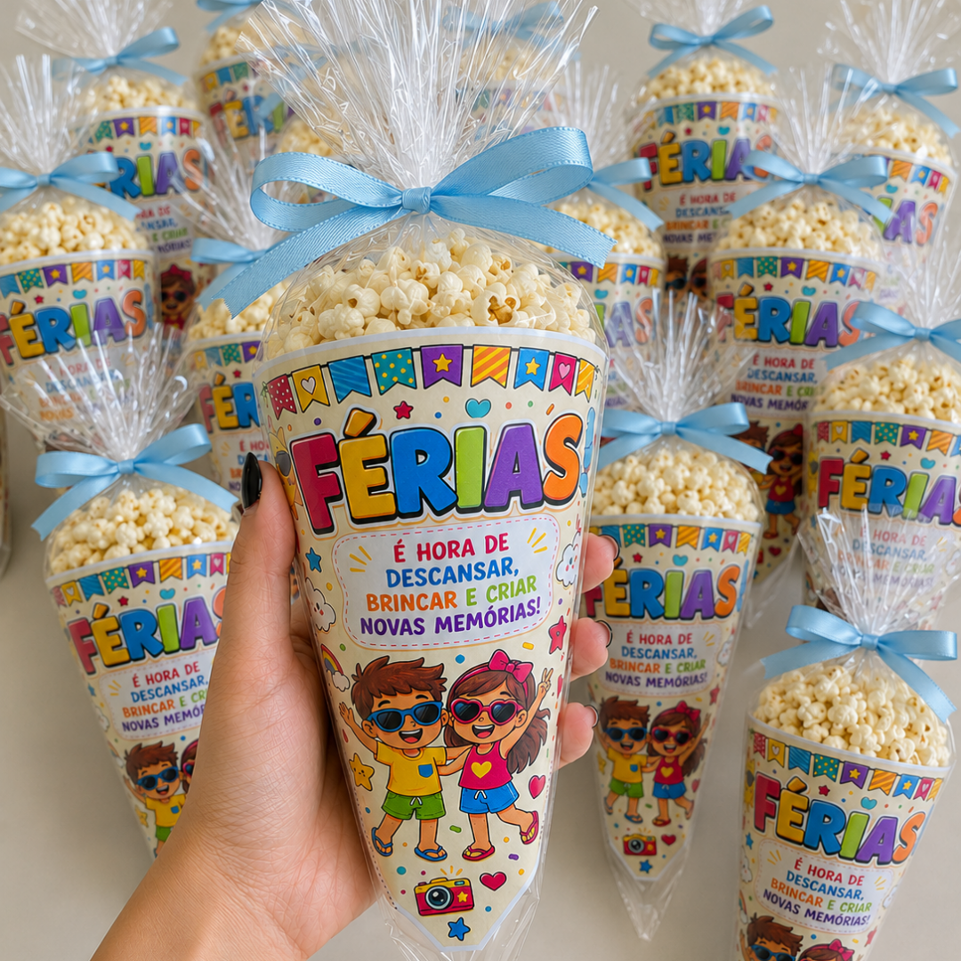 CONE PORTA DOCES OU PIPOCAS – FÉRIAS