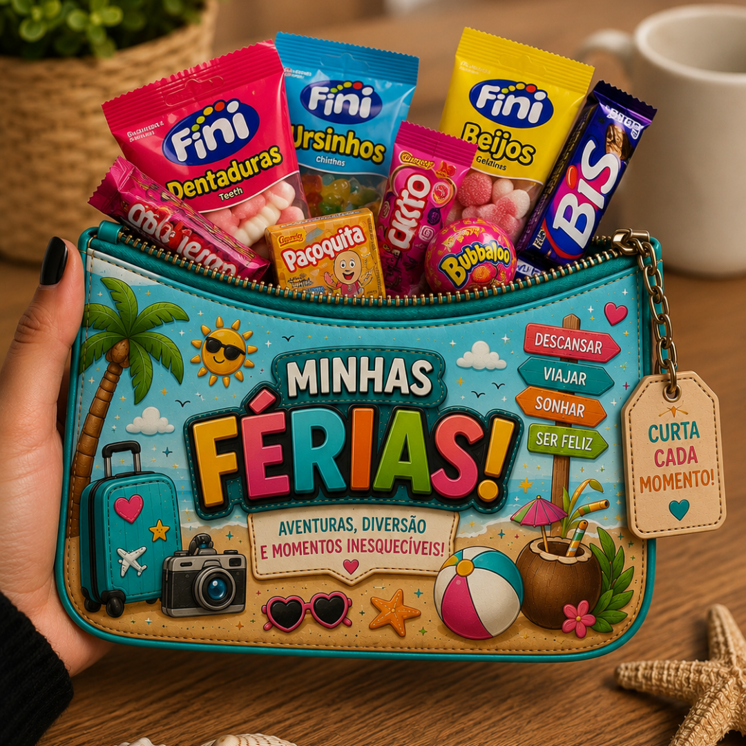 BOLSINHA PORTA CHOCOLATES – MINHAS FÉRIAS!