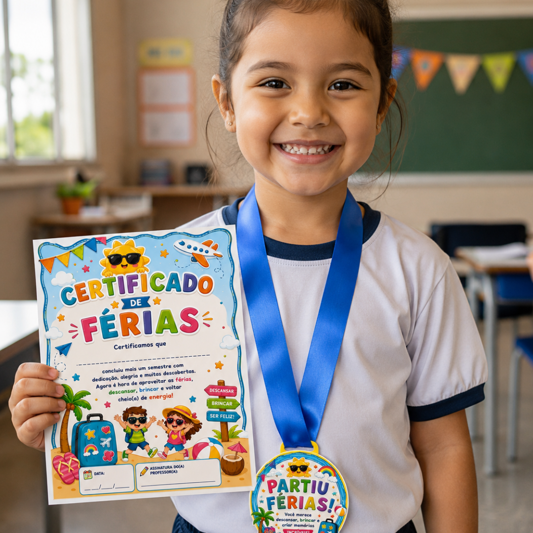CARTÃO CERTIFICADO DE FÉRIAS + MEDALHA