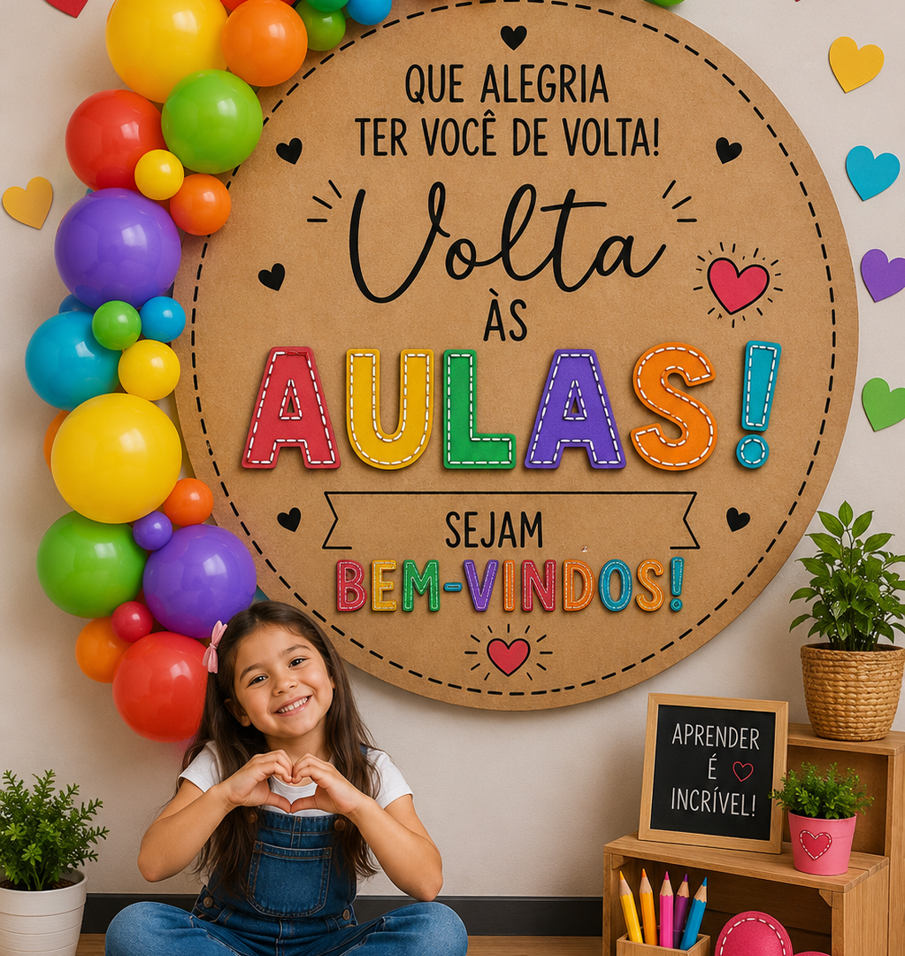 PAINEL REDONDO – VOLTA ÀS AULAS | QUE ALEGRIA TER VOCÊ DE VOLTA!