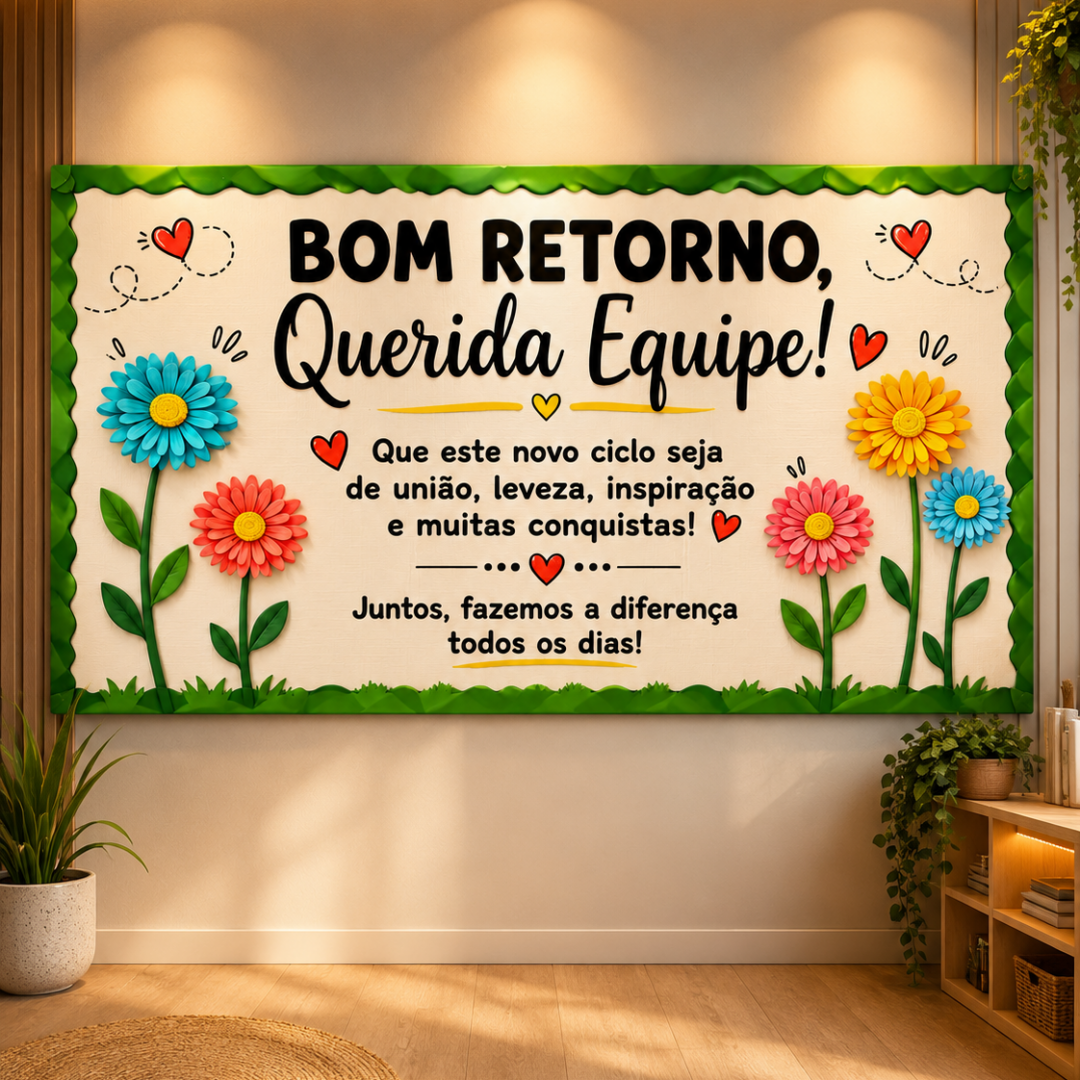 Painel "Bom Retorno, Querida Equipe!" – Flores da Inspiração