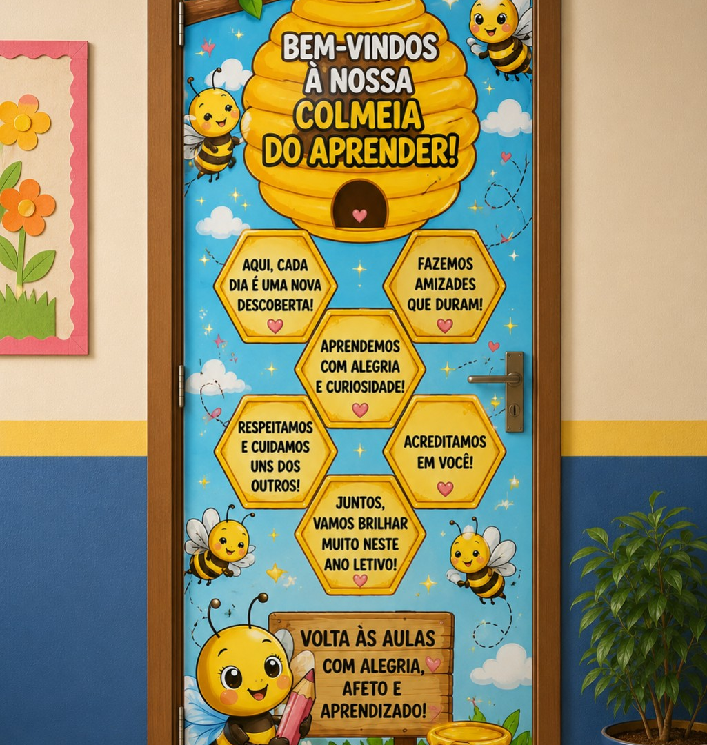 Painel De Porta "Colmeia do Aprender"