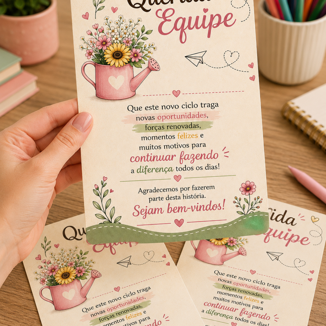 Cartão Querida equipe - Florescer Juntos