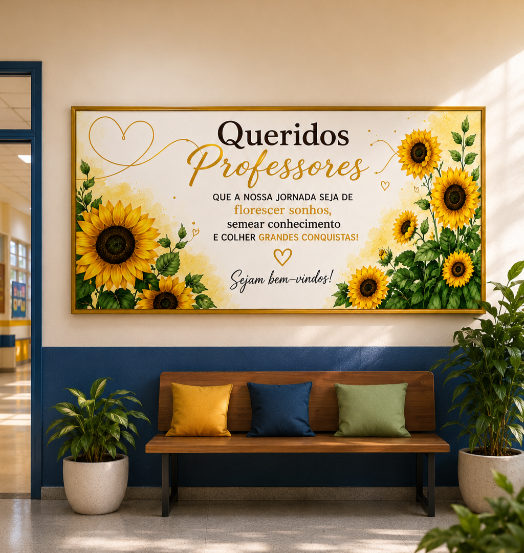 Painel Boas-Vindas – Queridos Professores | Girassóis
