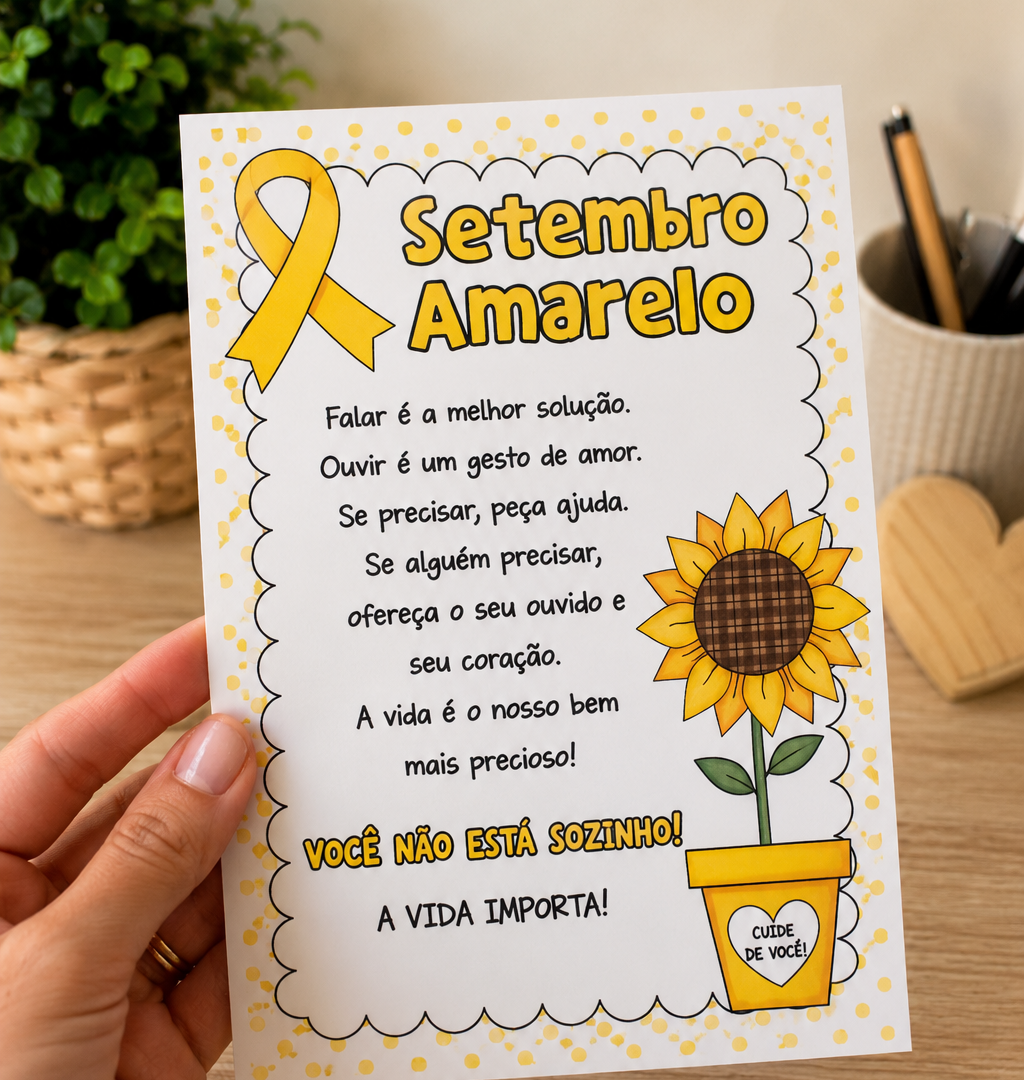Cartão Setembro Amarelo – A Vida Importa