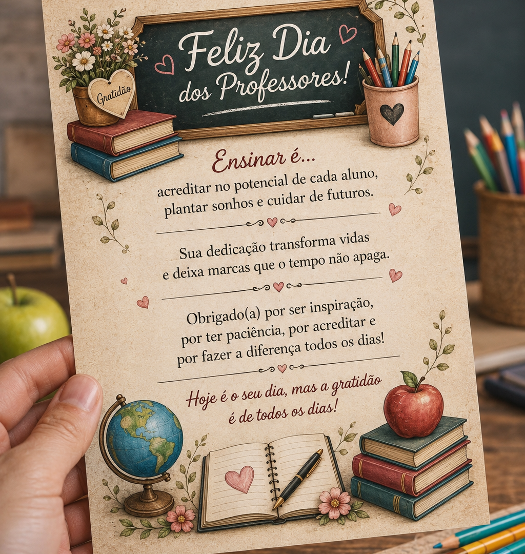 CARTÃO GRATIDÃO QUE ENSINA – DIA DOS PROFESSORES