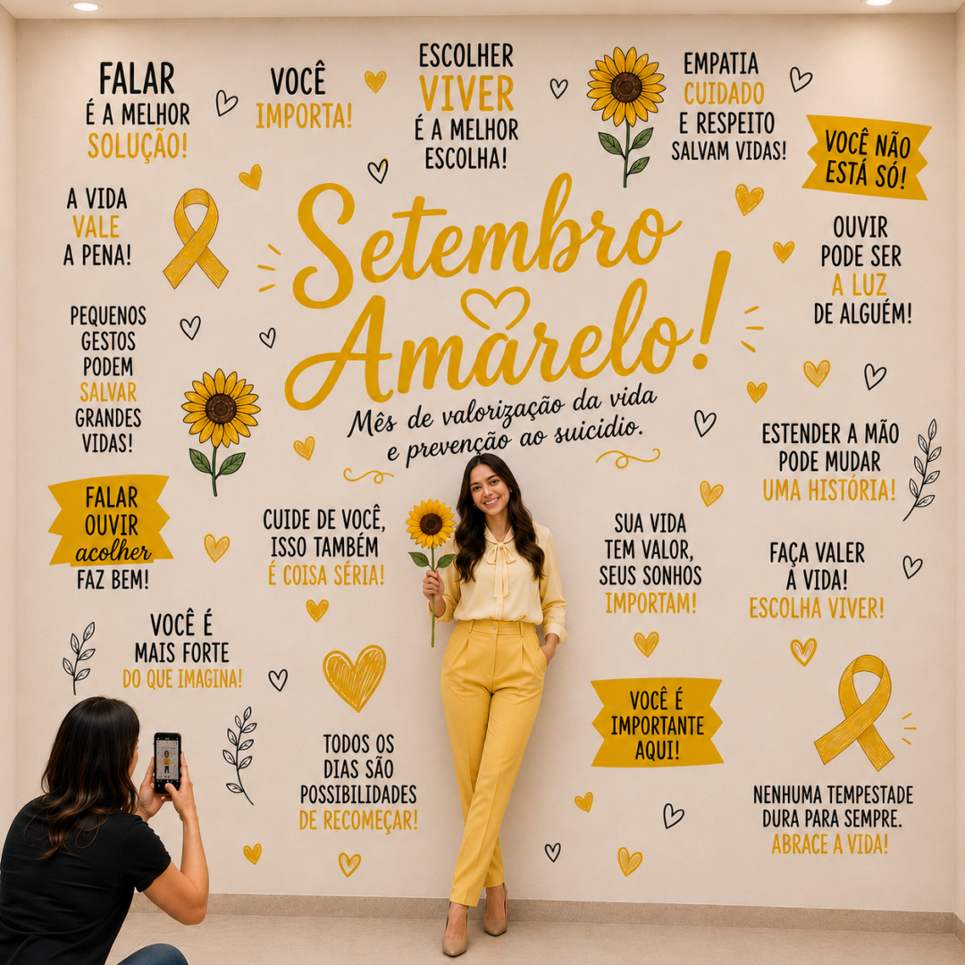 PAINEL PARA FOTOS - SETEMBRO AMARELO – GIRASSÓIS PELA VIDA