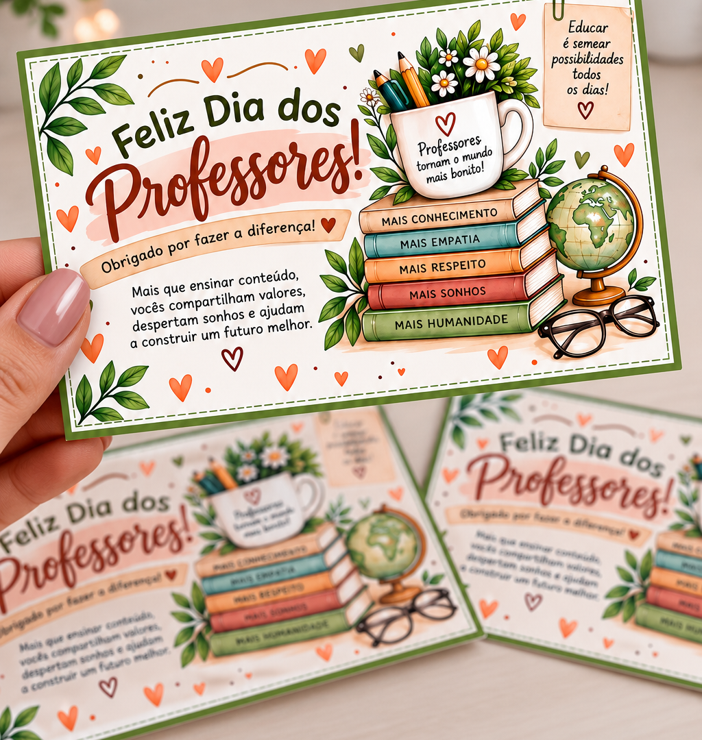 CARTÃO DIA PROFESSORES “PROFESSORES TRANSFORMAM O MUNDO”