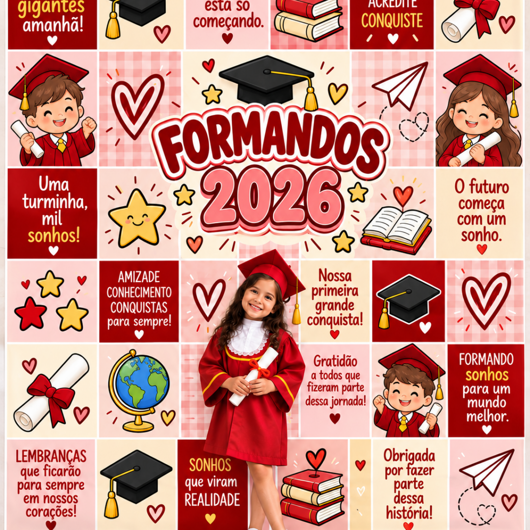 PAINEL DE FORMATURA – FORMANDOS 2026 | VERMELHO
